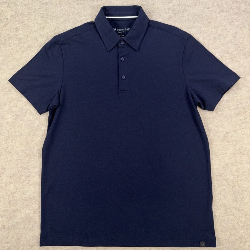 Buttercloth Icy Cotton Polo Shirt Mens Small Blue Regular Fit Short Sleeve Soft